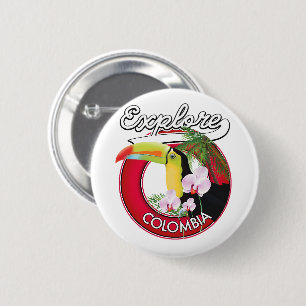 Explore Colombia retro logo 2 Inch Round Button