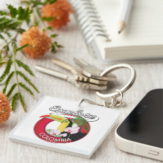 Explore Colombia retro logo Keychain
