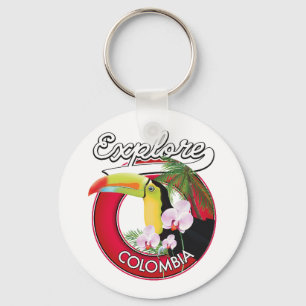 Explore Colombia retro logo Keychain