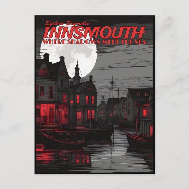 Explore enigmatic Innsmouth Postcard (Front)