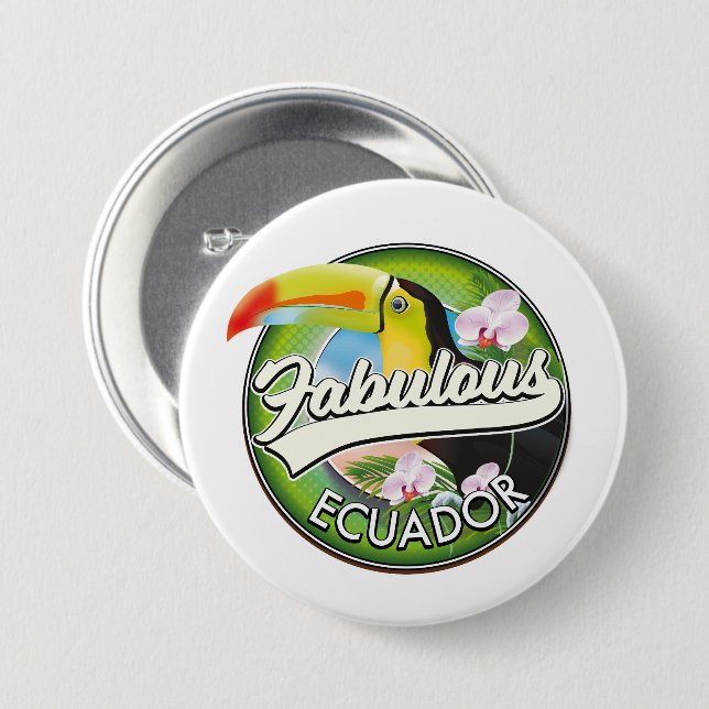 Explore fabulous Ecuador logo 3 Inch Round Button (Front & Back)