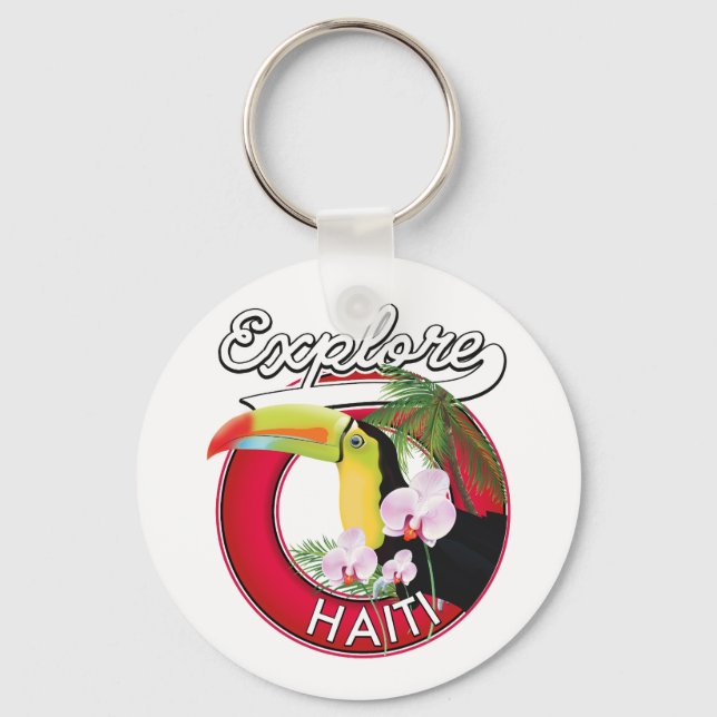 Explore Haiti logo travel patch. Keychain (Front)