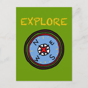EXPLORE - happy camper compass Postcard