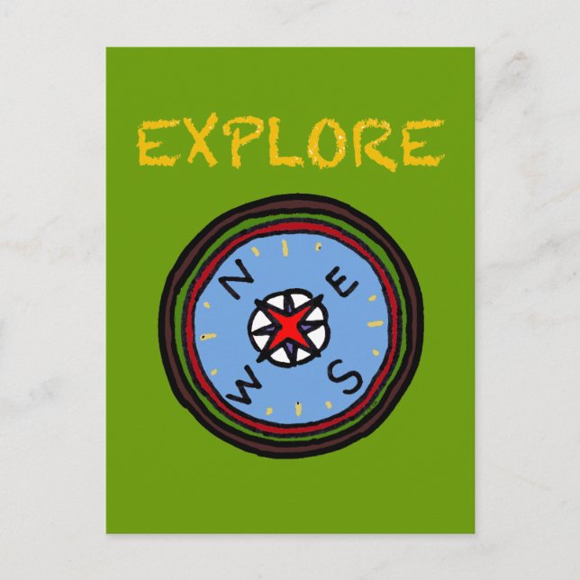 EXPLORE - happy camper compass Postcard (Front)