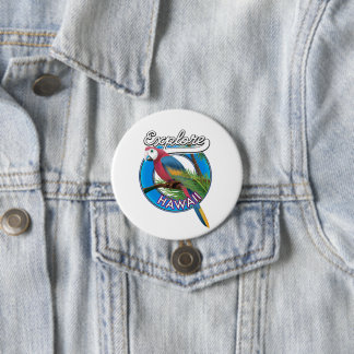 Explore Hawaii retro logo 3 Inch Round Button