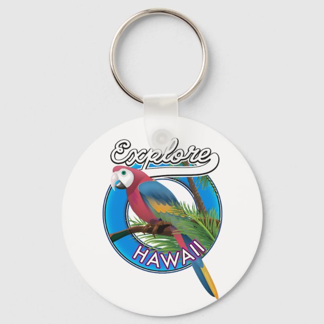 Explore Hawaii retro logo Keychain (Front)