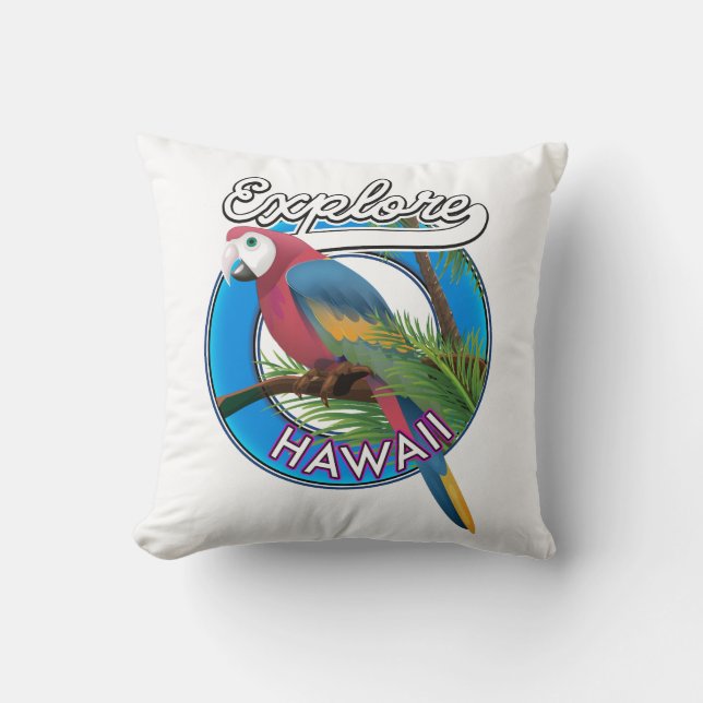 Explore Hawaii retro logo Throw Pillow (Front)
