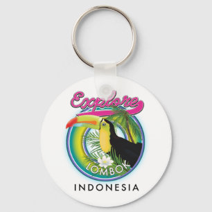Explore Lombok Indonesia Travel logo Keychain