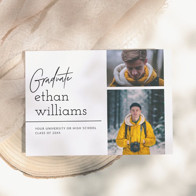 Explore | Modern 2 Photos Graduation Announcement (Creator Uploaded)