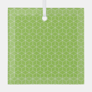 Explore Modern Optical Illusions with Cube Pattern Glass Ornament