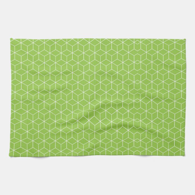 Explore Modern Optical Illusions with Cube Pattern Kitchen Towel (Horizontal)