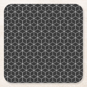 Explore Modern Optical Illusions with Cube Pattern Square Paper Coaster