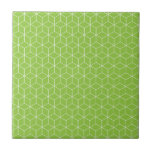 Explore Modern Optical Illusions with Cube Pattern Tile<br><div class="desc">Green background with a repeating white geometric cube pattern,  creating a modern,  three-dimensional optical illusion. The design is orderly and dynamic.</div>