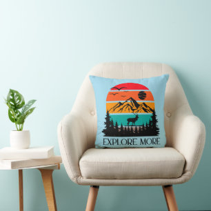 Explore More Mountain Nature Adventure Outdoor Throw Pillow