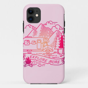 Explore More Pink Camper Van Mountain Nature Lover iPhone 11 Case