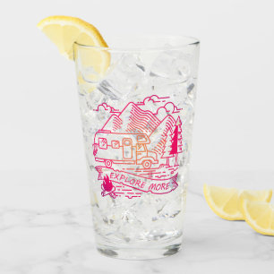 Explore More Pink Camper Van Mountain Nature Lover Glass