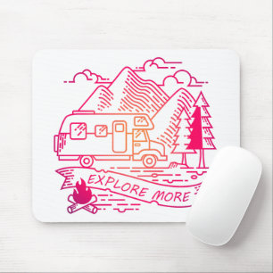 Explore More Pink Camper Van Mountain Nature Lover Mouse Pad