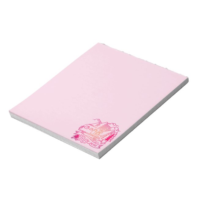 Explore More Pink Camper Van Mountain Nature Lover Notepad (Rotated)