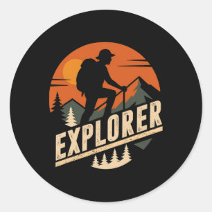 Explore More Trekking Mountains Camping Funny Expl Classic Round Sticker