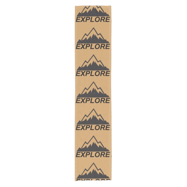 Explore Mountains Nature And  Wilderness Short Table Runner (Front)
