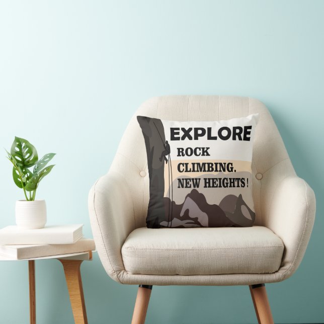 Explore New Heights Rock Climbing  Throw Pillow (Chair)