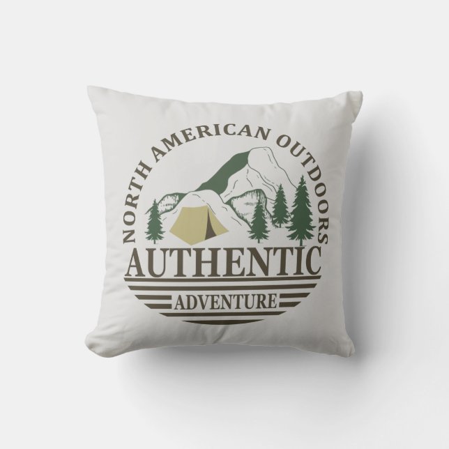 Explore north American outdoor hiking adventure Throw Pillow (Front)