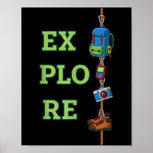 Explore outdoor adventure hiking climbing rope poster