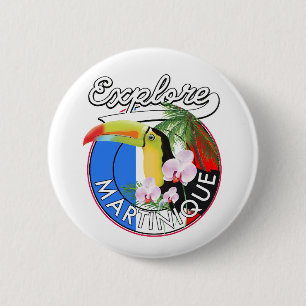 Explore Paradise Travel logo cartoon 2 Inch Round Button
