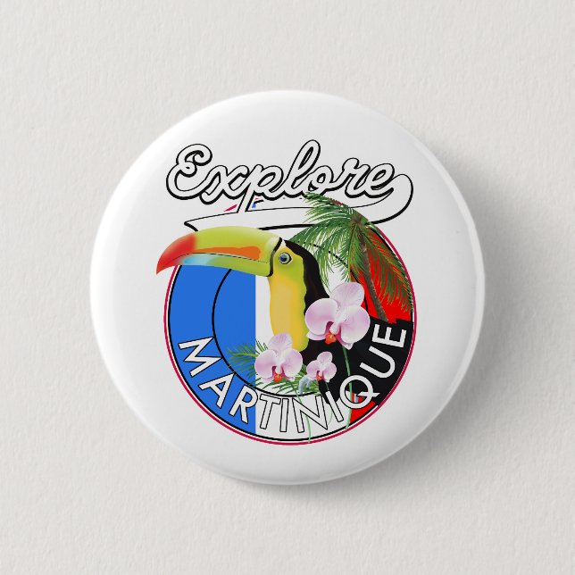Explore Paradise Travel logo cartoon 2 Inch Round Button (Front)