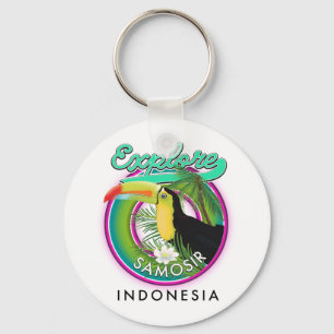 explore Samosir indonesia travel logo Keychain