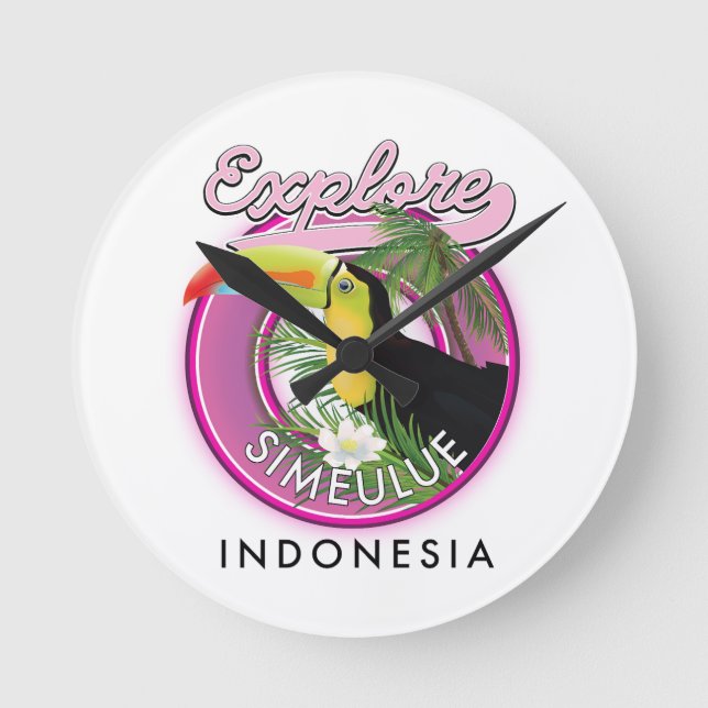 Explore Simeulue Indonesia logo. Round Clock (Front)
