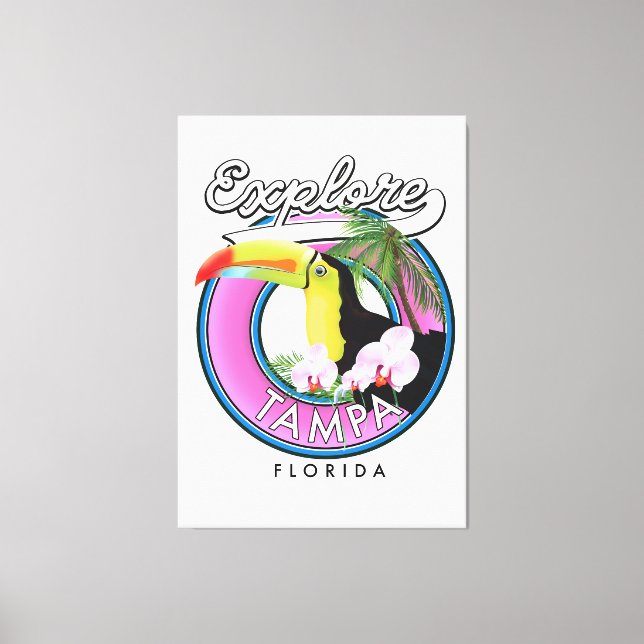Explore Tampa Florida retro logo Canvas Print (Front)