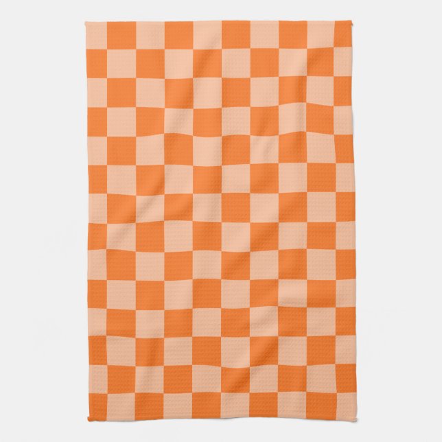 Explore the Beauty of Orange Chequerboard Kitchen Towel (Vertical)