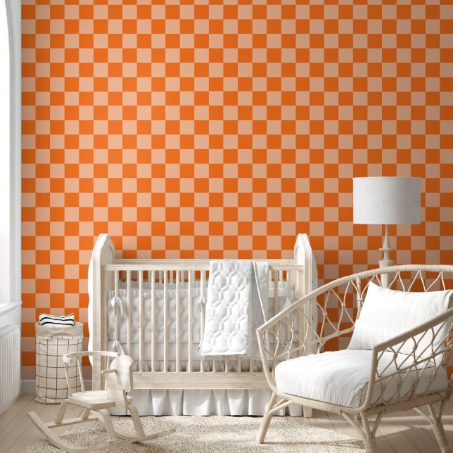Explore the Beauty of Orange Chequerboard Wallpaper (Kids)