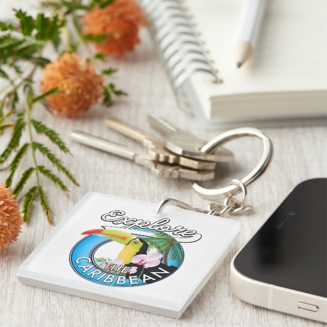 Explore the Caribbean travel patch. Keychain (Front Right)