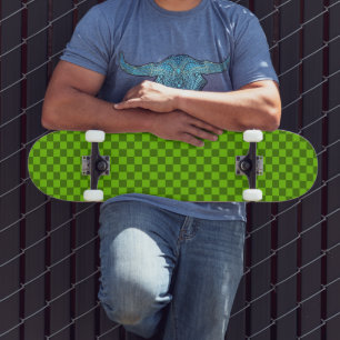 Explore the Elegance of Green Chequerboard Pattern Skateboard