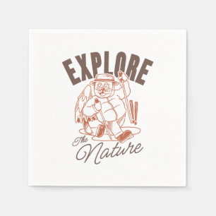 Explore The Nature – Vintage Cat Hiker Napkin