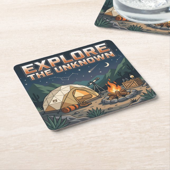 Explore The Unknown Square Paper Coaster (Angled)