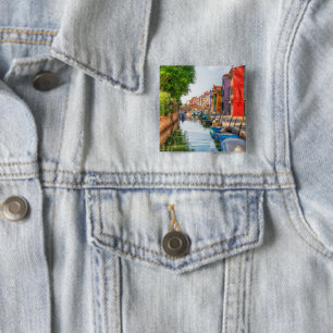 Explore the Vibrant Charm of Burano 2 Inch Square Button