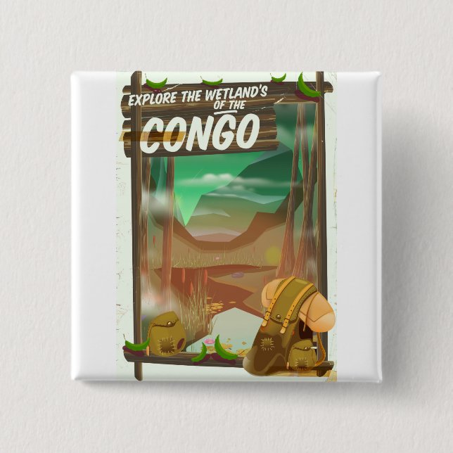 Explore the Wetlands of the Congo 2 Inch Square Button (Front)