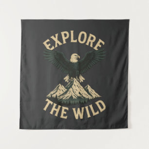 Explore the Wild – Bald Eagle & Mountain Adventure Tapestry