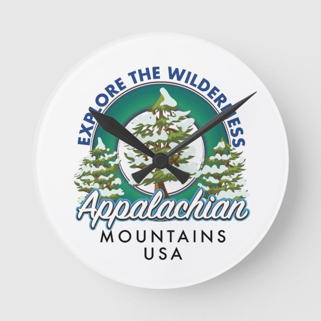 Explore the Wilderness Appalachian Mountains trave Round Clock (Front)