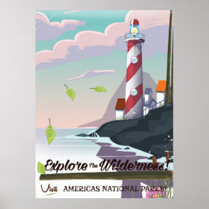Explore the wilderness lightouse poster