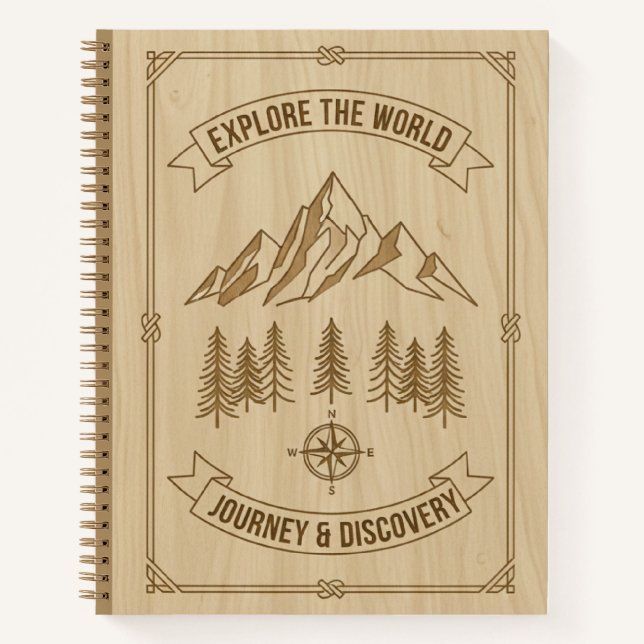 Explore the World Journey Discovery Wood Journal (Devant)