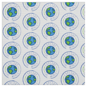 explore the world travel sticker fabric