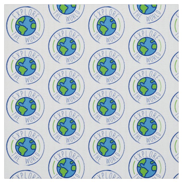 explore the world travel sticker fabric (Swatch)