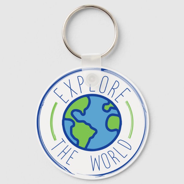 explore the world travel sticker keychain (Front)