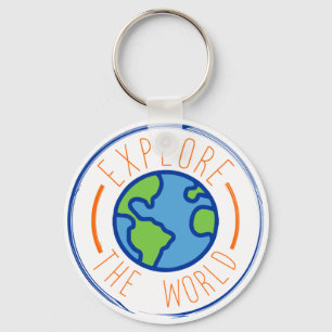 Explore the world travel sticker keychain