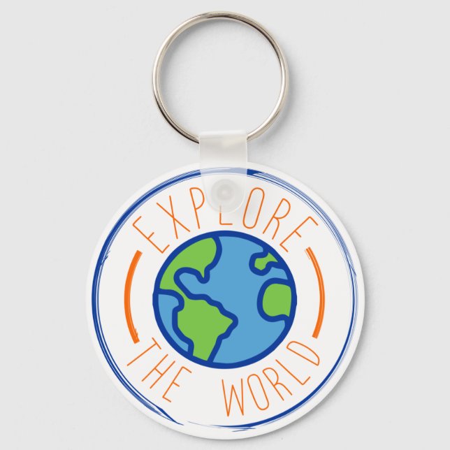 Explore the world travel sticker keychain (Front)