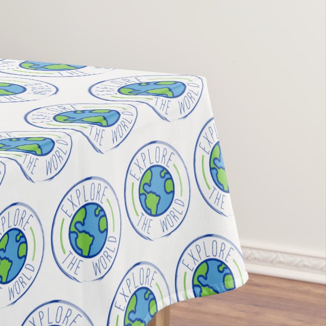explore the world travel sticker tablecloth (In Situ)